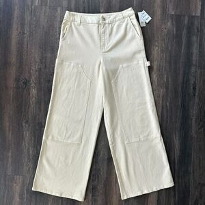 NWT BP Beige Carpenter Pants Cargo Double Knee Cream Wide Leg Women's Size 10